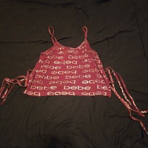 bebe Red and White Pajama Top